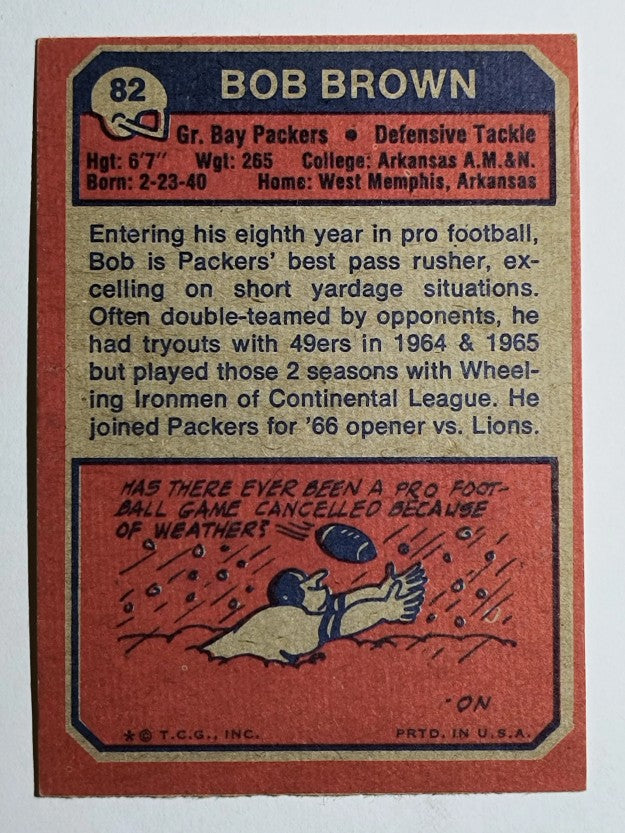 1973 Topps #82 Bob Brown DT RC (EX)