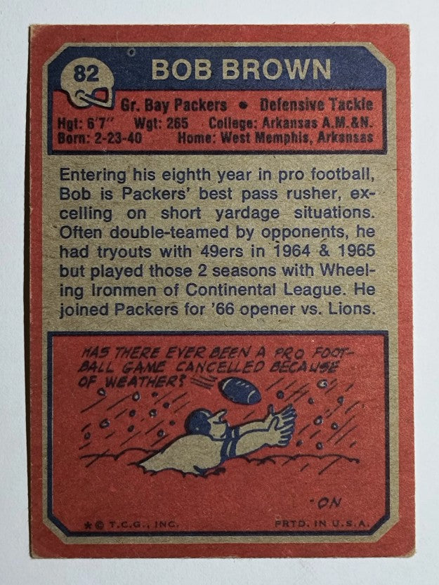 1973 Topps #82 Bob Brown DT RC (EX)