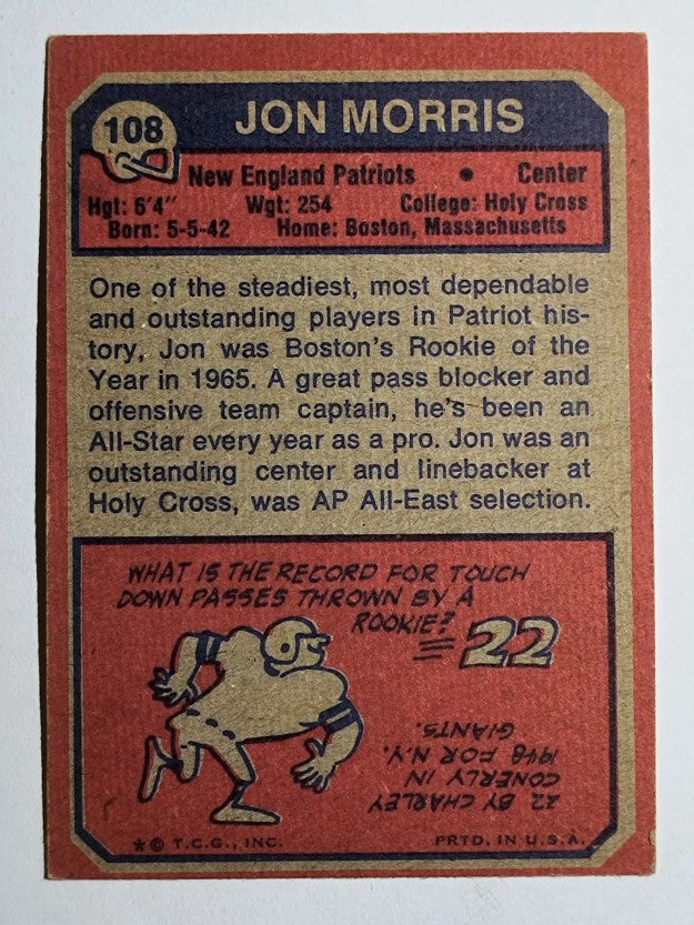 1973 Topps #108 Jon Morris (VG)