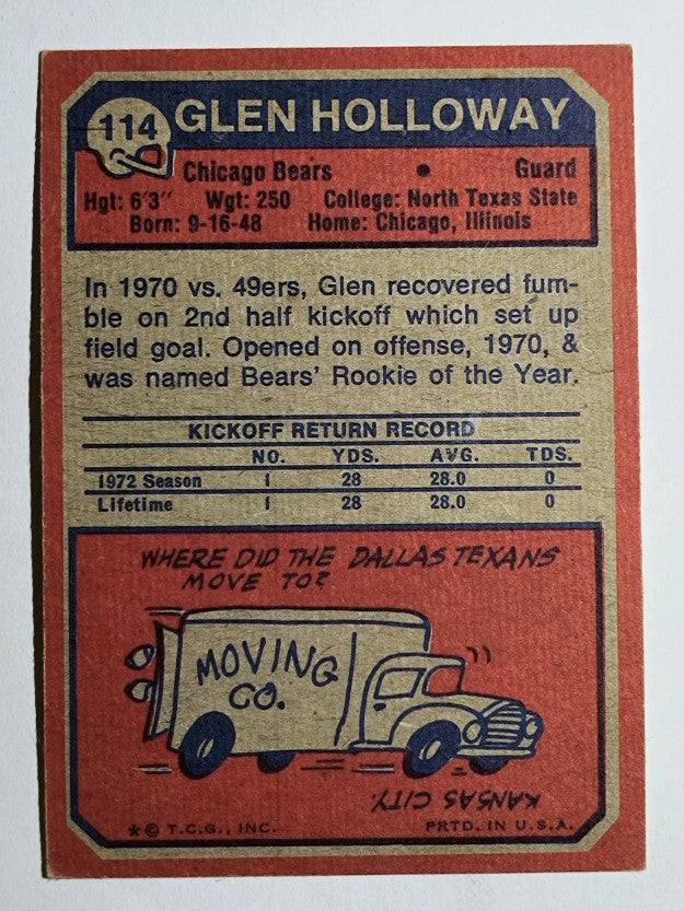 1973 Topps #114 Glen Holloway RC (EX)