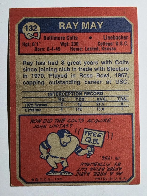 1973 Topps #132 Ray May (VGEX)