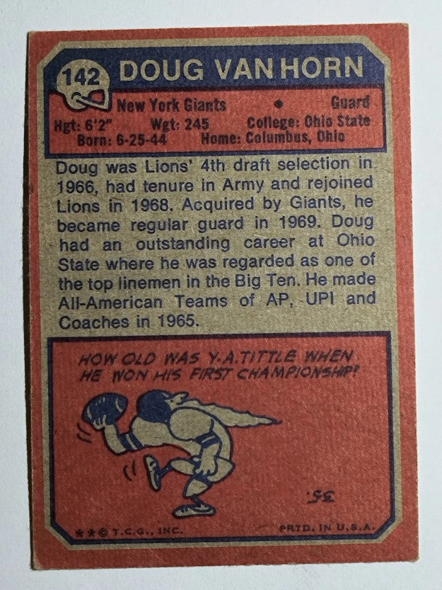 1973 Topps #142 Doug Van Horn RC (EX)