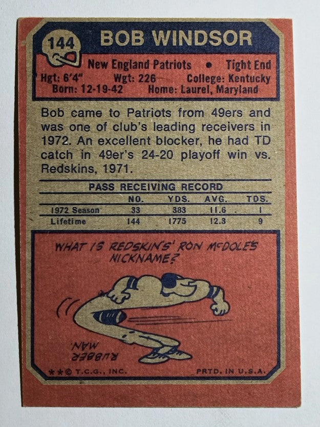 1973 Topps #144 Bob Windsor RC (EX)
