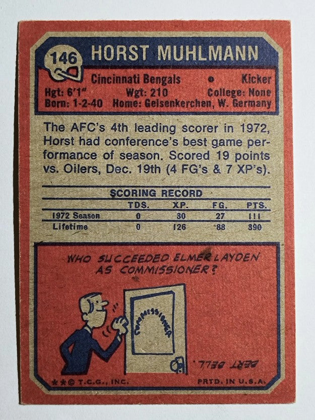 1973 Topps #146 Horst Muhlmann (EX)