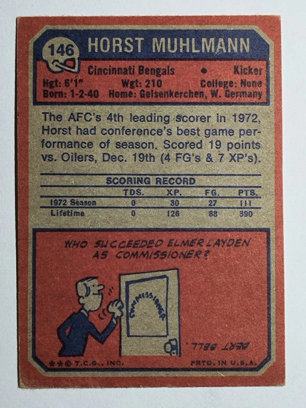 1973 Topps #146 Horst Muhlmann (VG)