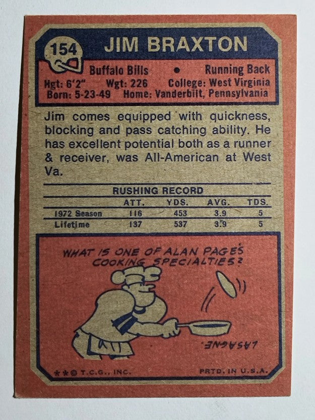 1973 Topps #154 Jim Braxton RC (EX)