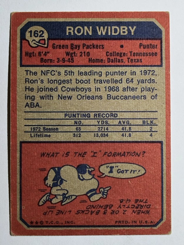 1973 Topps #162 Ron Widby RC (VG)