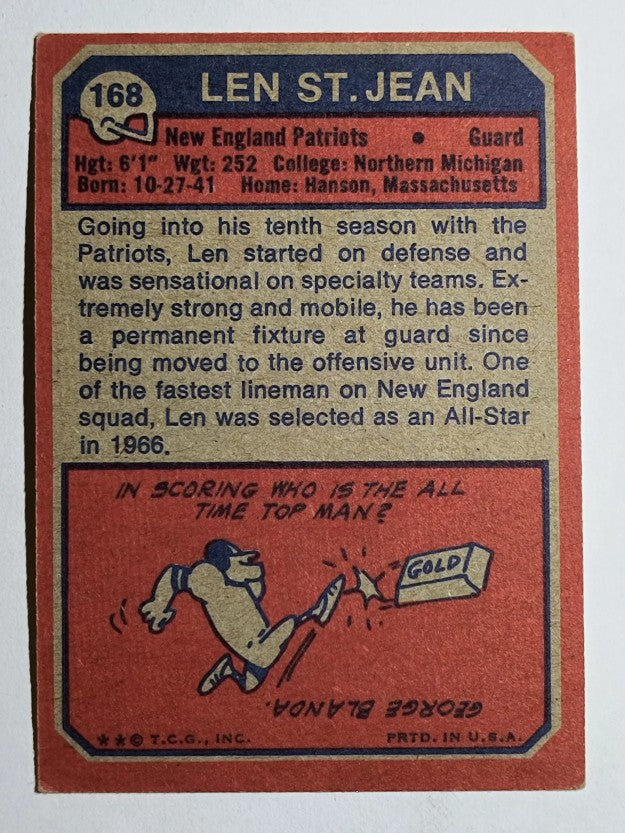 1973 Topps #168 Len St. Jean (EX)