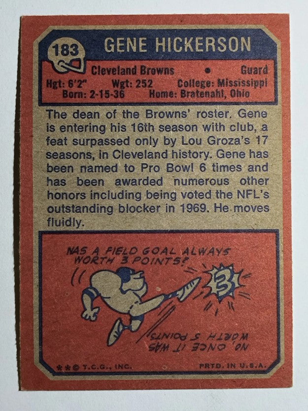 1973 Topps #183 Gene Hickerson (EX)