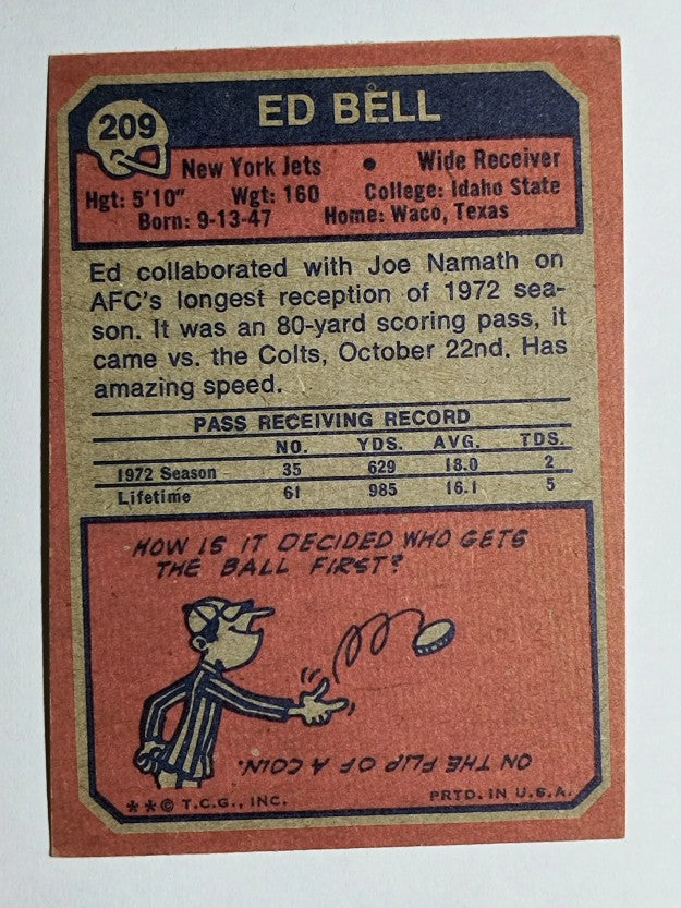 1973 Topps #209 Ed Bell RC (EX)