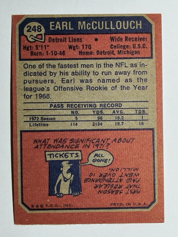 1973 Topps #248 Earl McCullouch (VGEX)