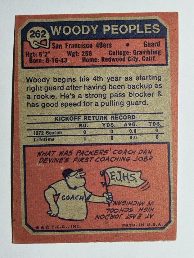 1973 Topps #262 Woody Peoples (VGEX)