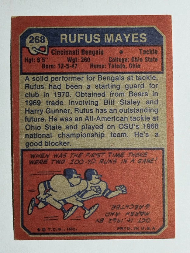 1973 Topps #268 Rufus Mayes RC (EX)