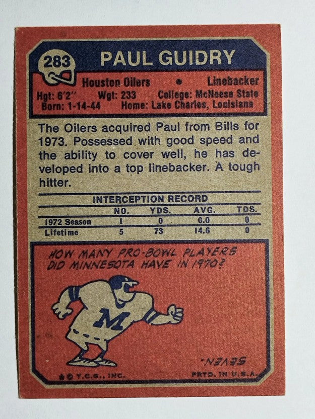 1973 Topps #283 Paul Guidry (EXMT)