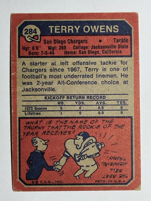 1973 Topps #284 Terry Owens RC (POOR)
