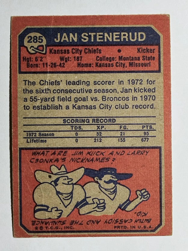 1973 Topps #285 Jan Stenerud (GOOD)