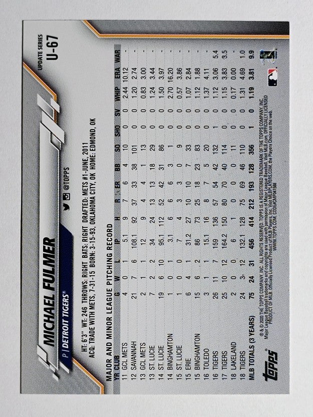 2020 Topps Update #U67 Michael Fulmer