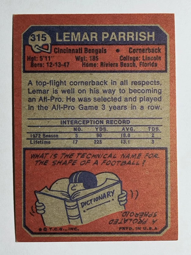 1973 Topps #315 Lemar Parrish (EX)