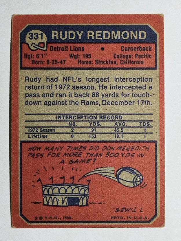 1973 Topps #331 Rudy Redmond RC (VG)