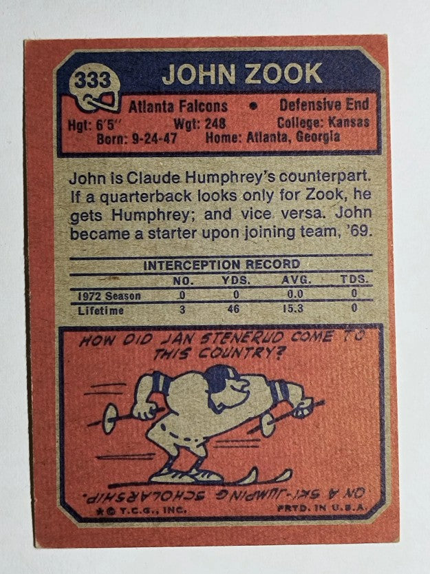 1973 Topps #333 John Zook (VG)