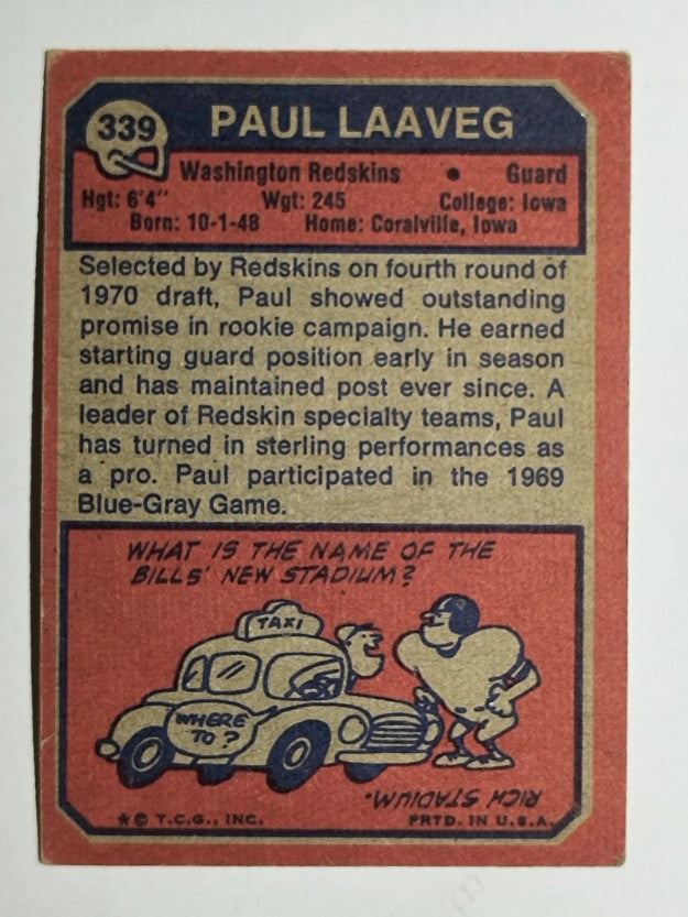 1973 Topps #339 Paul Laaveg RC (VGEX)