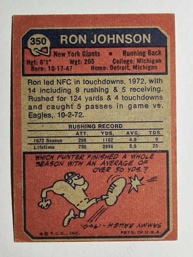 1973 Topps #350 Ron Johnson (EX)