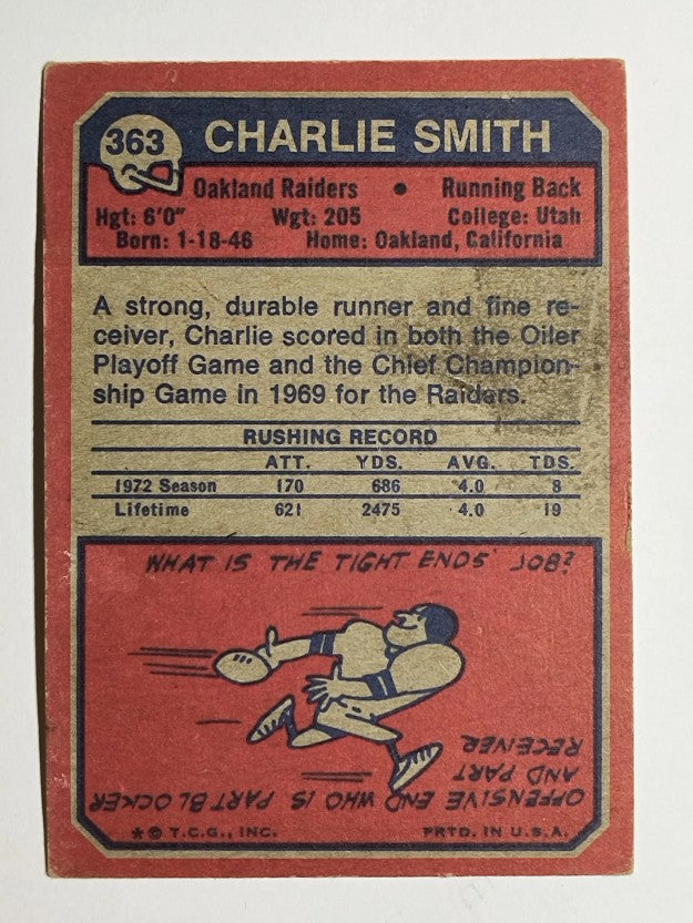 1973 Topps #363 Charlie Smith RB (VG)