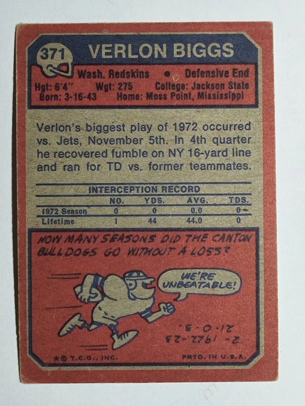 1973 Topps #371 Verlon Biggs (VG)