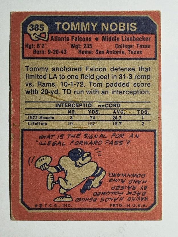 1973 Topps #385 Tommy Nobis (GOOD)