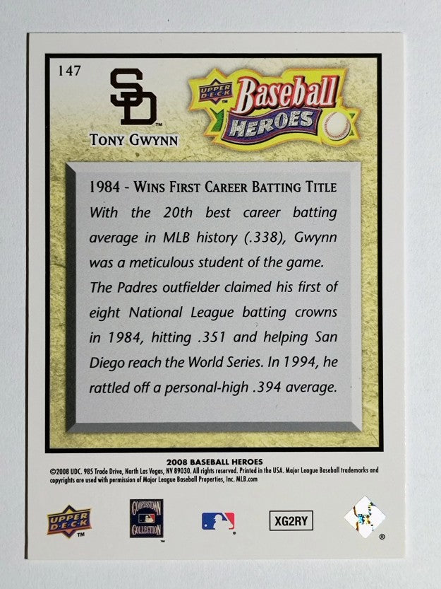 2008 Upper Deck Heroes #147 Tony Gwynn