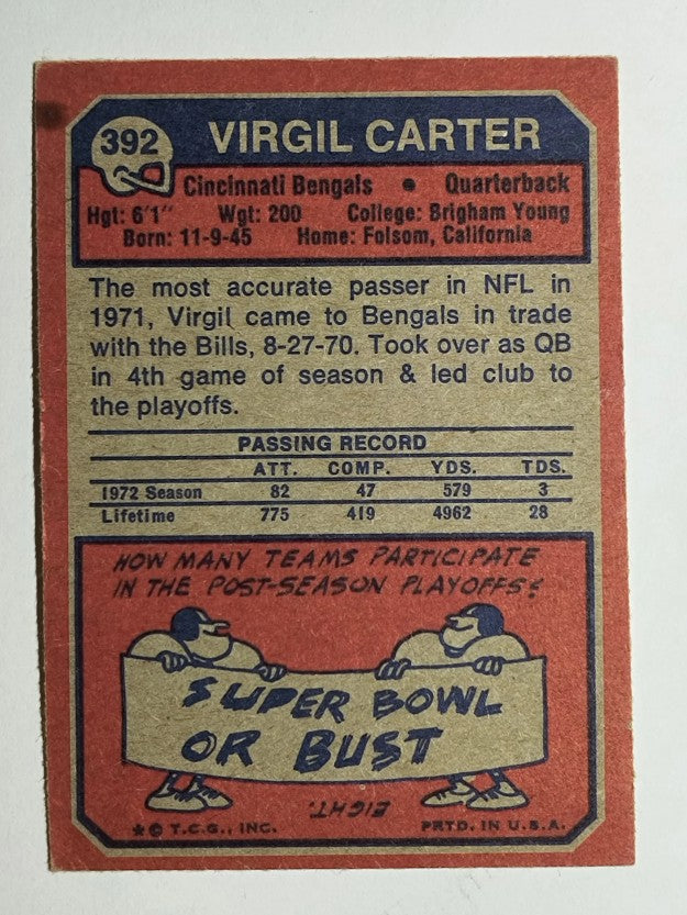 1973 Topps #392 Virgil Carter (EX)