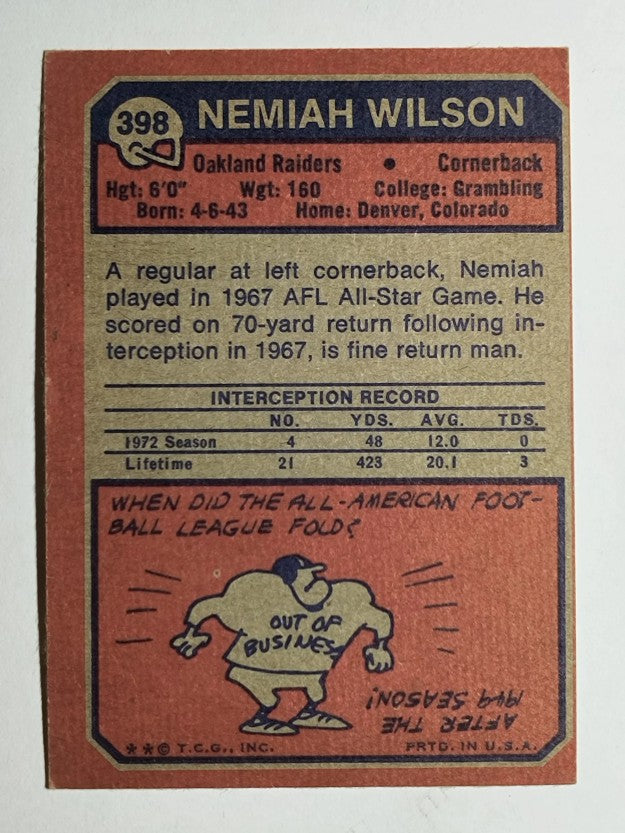 1973 Topps #398 Nemiah Wilson (EX)