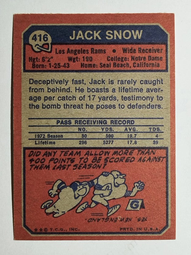 1973 Topps #416 Jack Snow (EXMT)