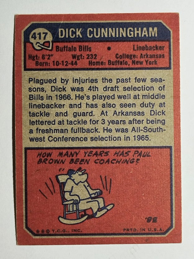 1973 Topps #417 Dick Cunningham RC (VG)