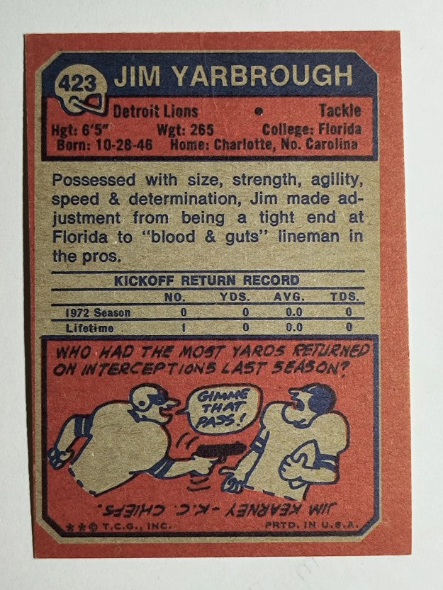 1973 Topps #423 Jim Yarbrough RC (EXMT)
