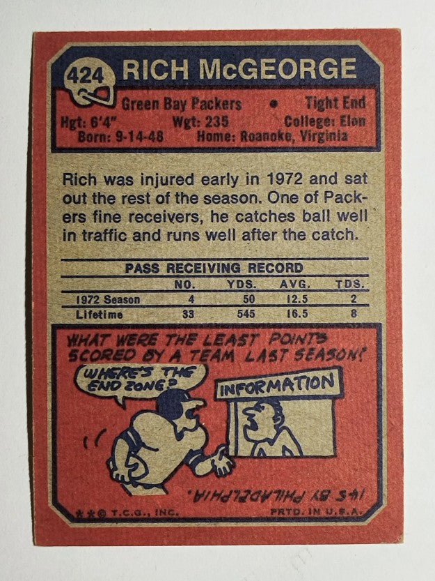 1973 Topps #424 Rich McGeorge (VGEX)