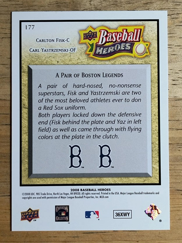 2008 Upper Deck Heroes #177 Carlton Fisk/Carl Yastrzemski