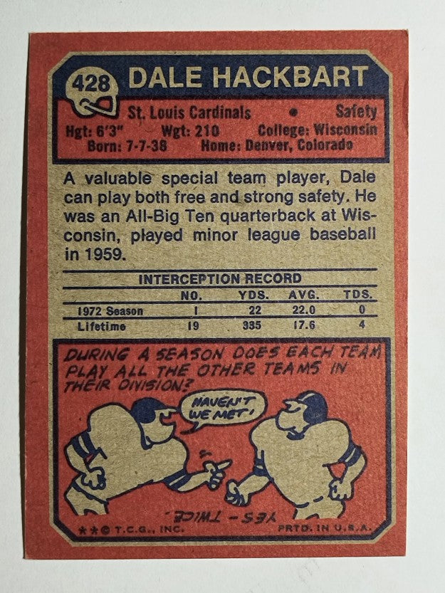 1973 Topps #428 Dale Hackbart (EX)