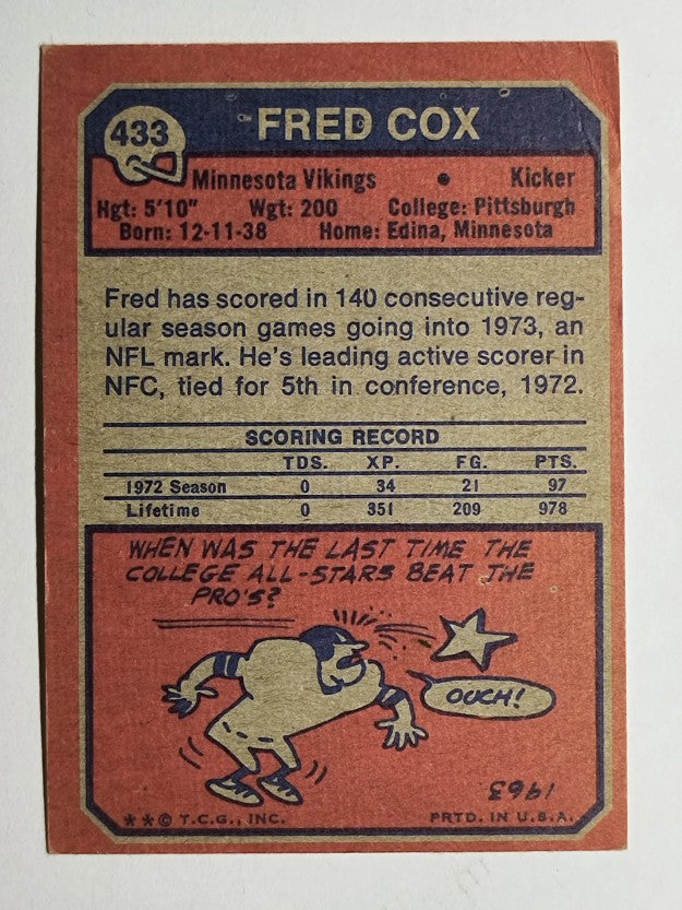 1973 Topps #433 Fred Cox (VG)