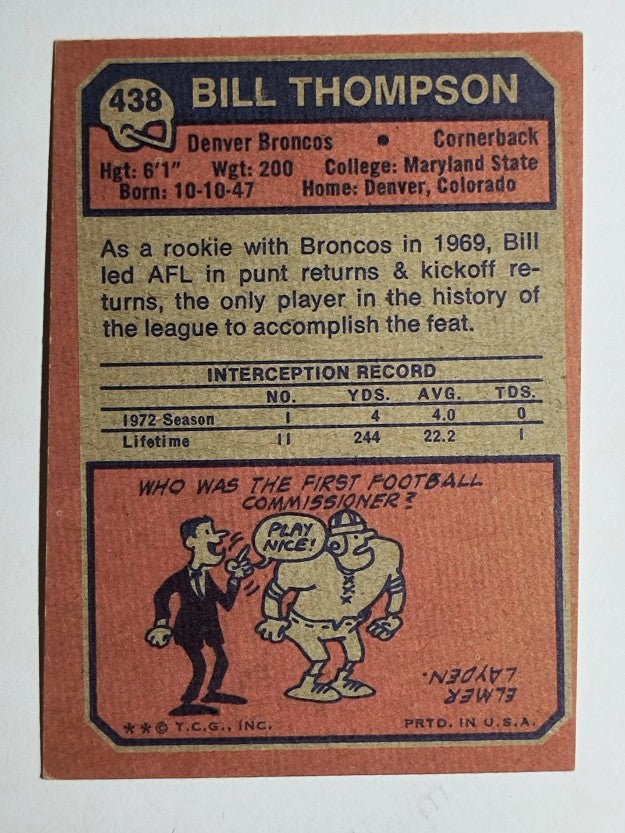 1973 Topps #438 Bill Thompson (EX)
