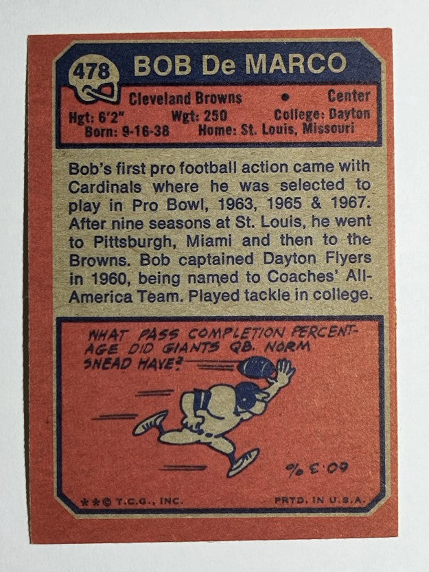 1973 Topps #478 Bob DeMarco (EX)