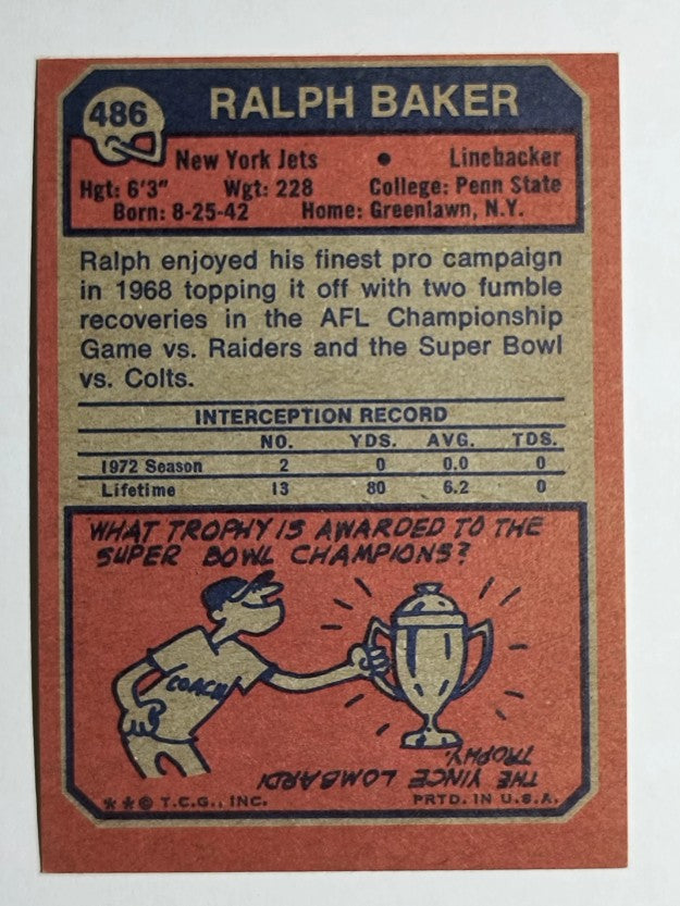 1973 Topps #486 Ralph Baker (EX)