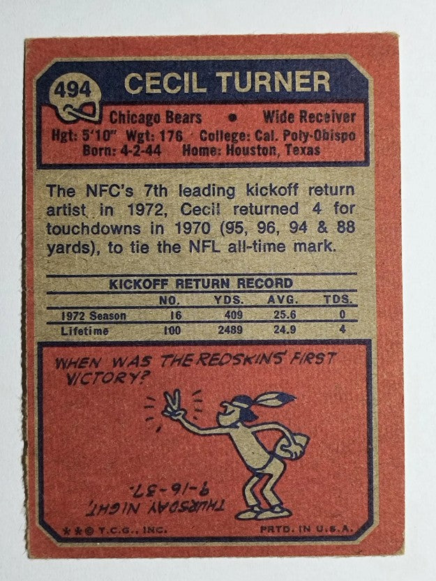1973 Topps #494 Cecil Turner (VG)