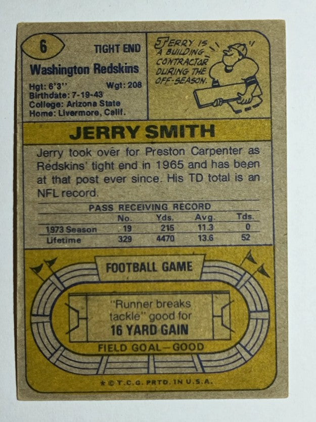 1974 Topps #6 Jerry Smith (GOOD)