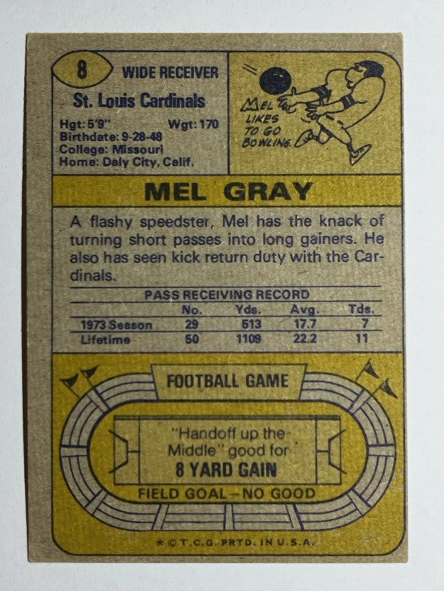 1974 Topps #8 Mel Gray (VGEX)