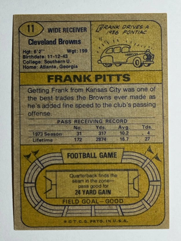 1974 Topps #11 Frank Pitts (EXMT)