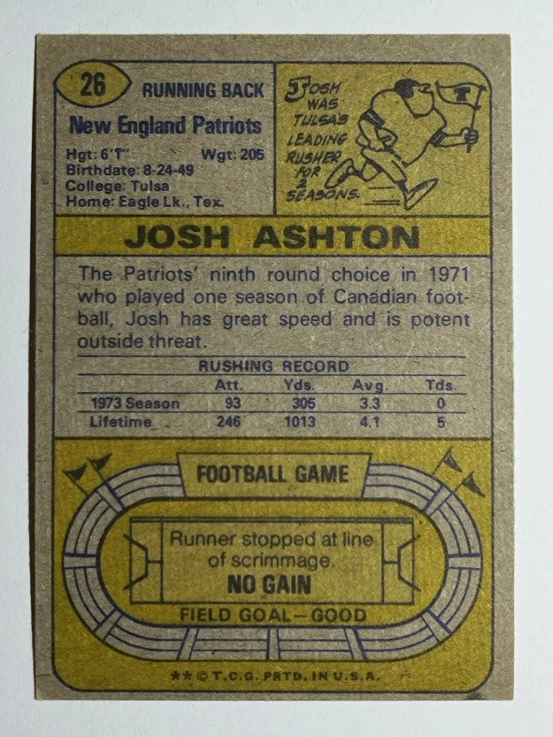 1974 Topps #26 Josh Ashton (EX)