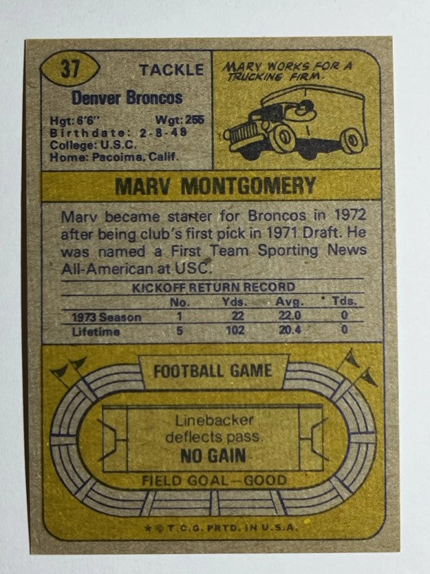 1974 Topps #37 Marv Montgomery RC (EXMT)