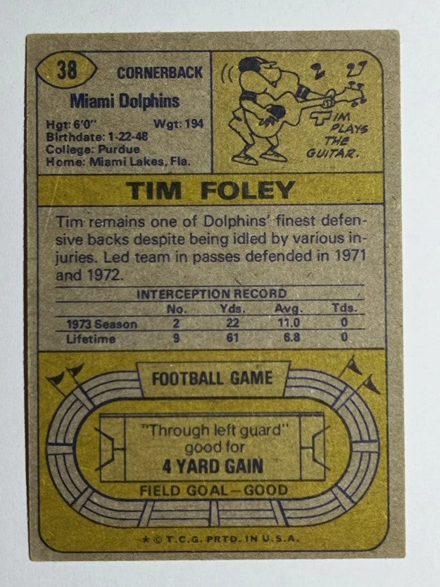 1974 Topps #38 Tim Foley (VG)