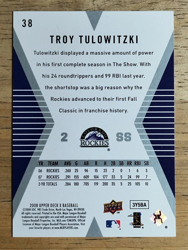 2008 Upper Deck X #38 Troy Tulowitzki